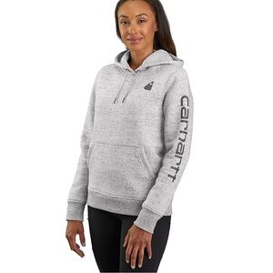 CARTHARTT WOMEN'S RELAXED FIT MIDWEIGHT LOGO SLEEVE GRAPHIC HOODIE Sz M
